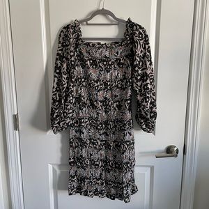 Smocked floral off the shoulder dress